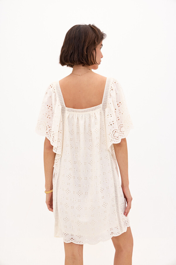 Hoss Intropia Frances. Swiss embroidery dress. Ivory
