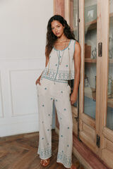 Hoss Intropia Embroidered trousers Ivory