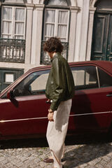 Hoss Intropia Fabia. Leather jacket Khaki
