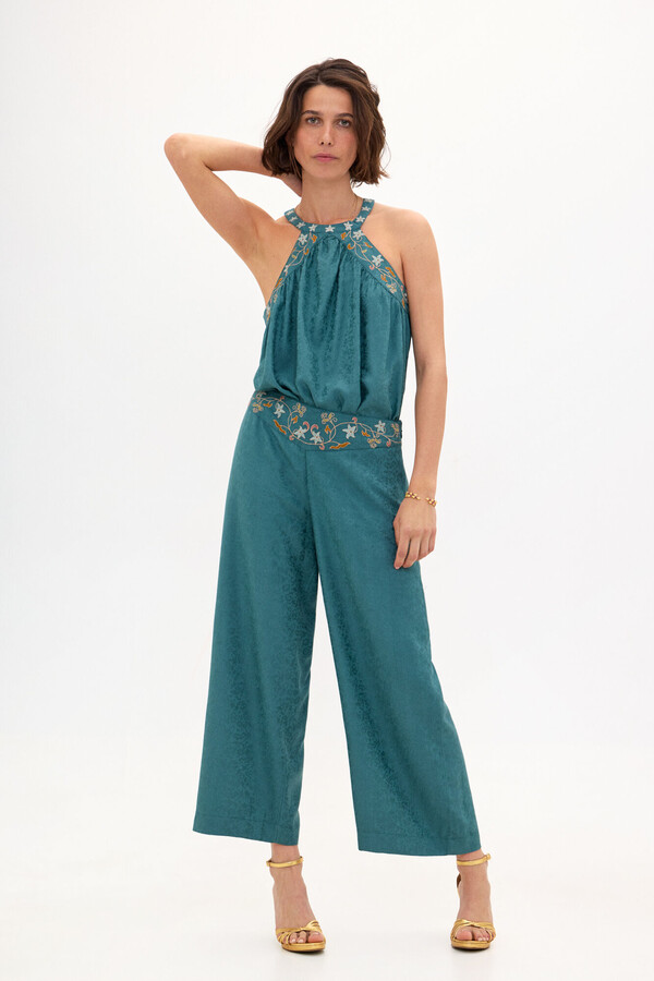 Hoss Intropia Parker. Jacquard embroidered trousers Green