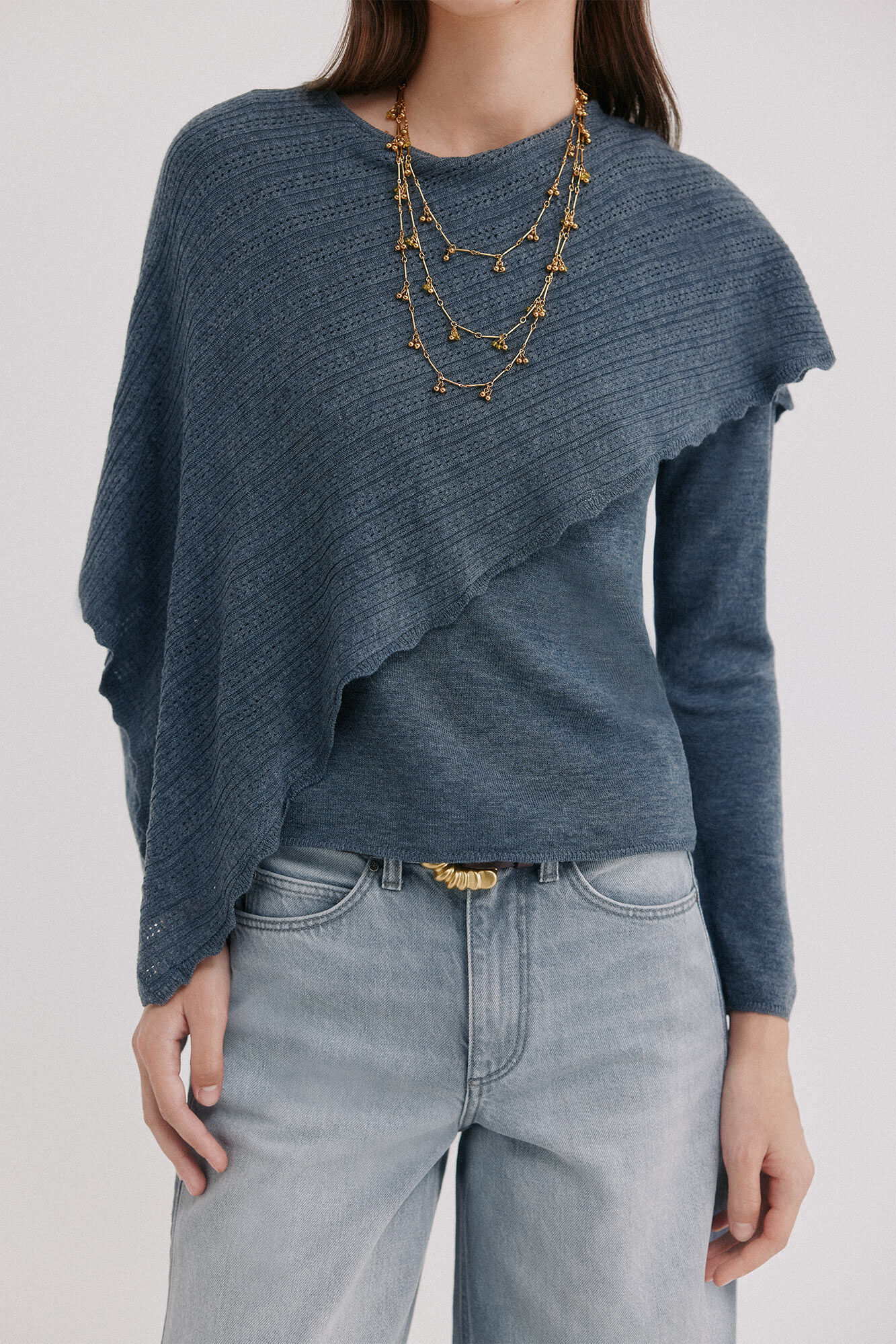 Hoss Intropia Iria.Jersey tipo capa Gris