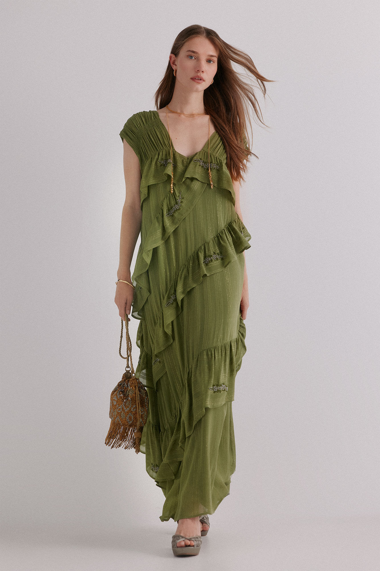 Hoss Intropia Ad&egrave;le. Vestido bordado Verde