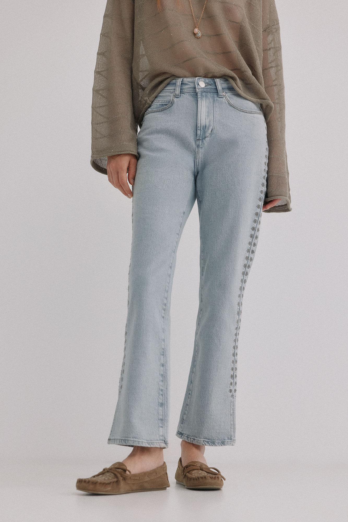 Hoss Intropia Brigitte. Vaqueros bordados Gris