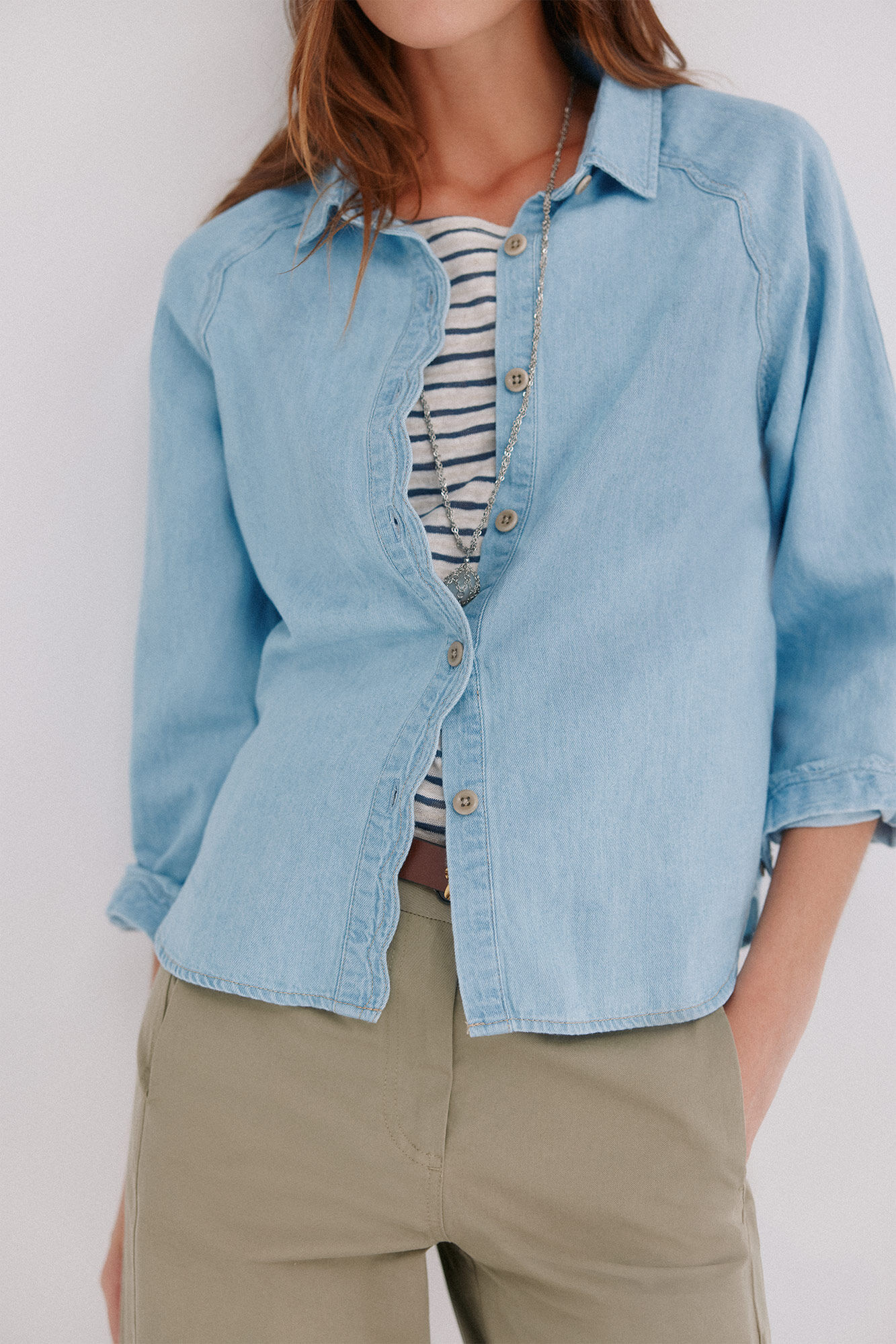 Hoss Intropia Cora. Camisa de ganga Azul