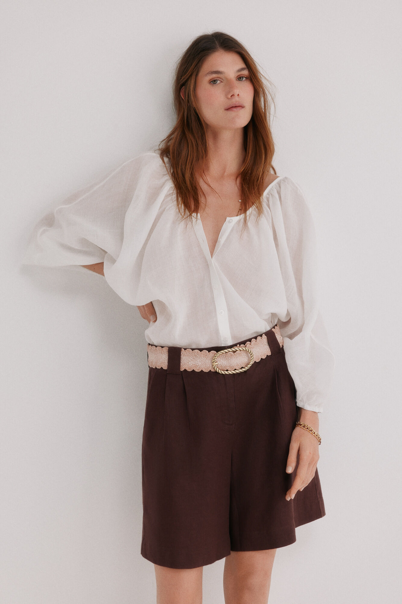 Hoss Intropia Caroline. Long sleeve blouse White