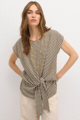 Hoss Intropia Troya. Striped T-shirt Khaki