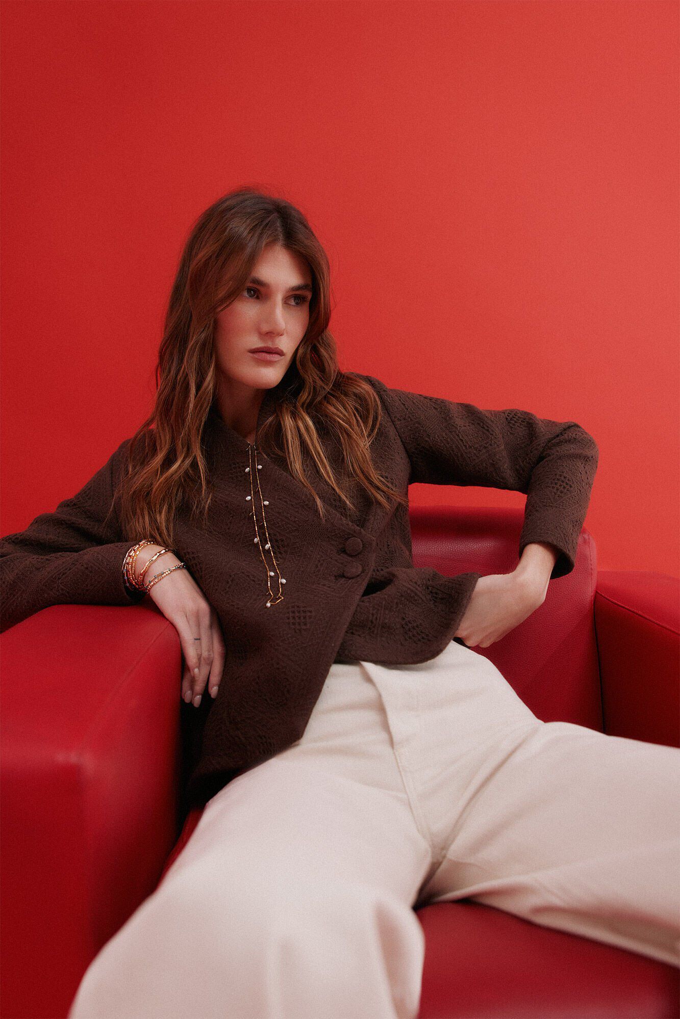 Hoss Intropia Edna. casaco de jacquard Castanho