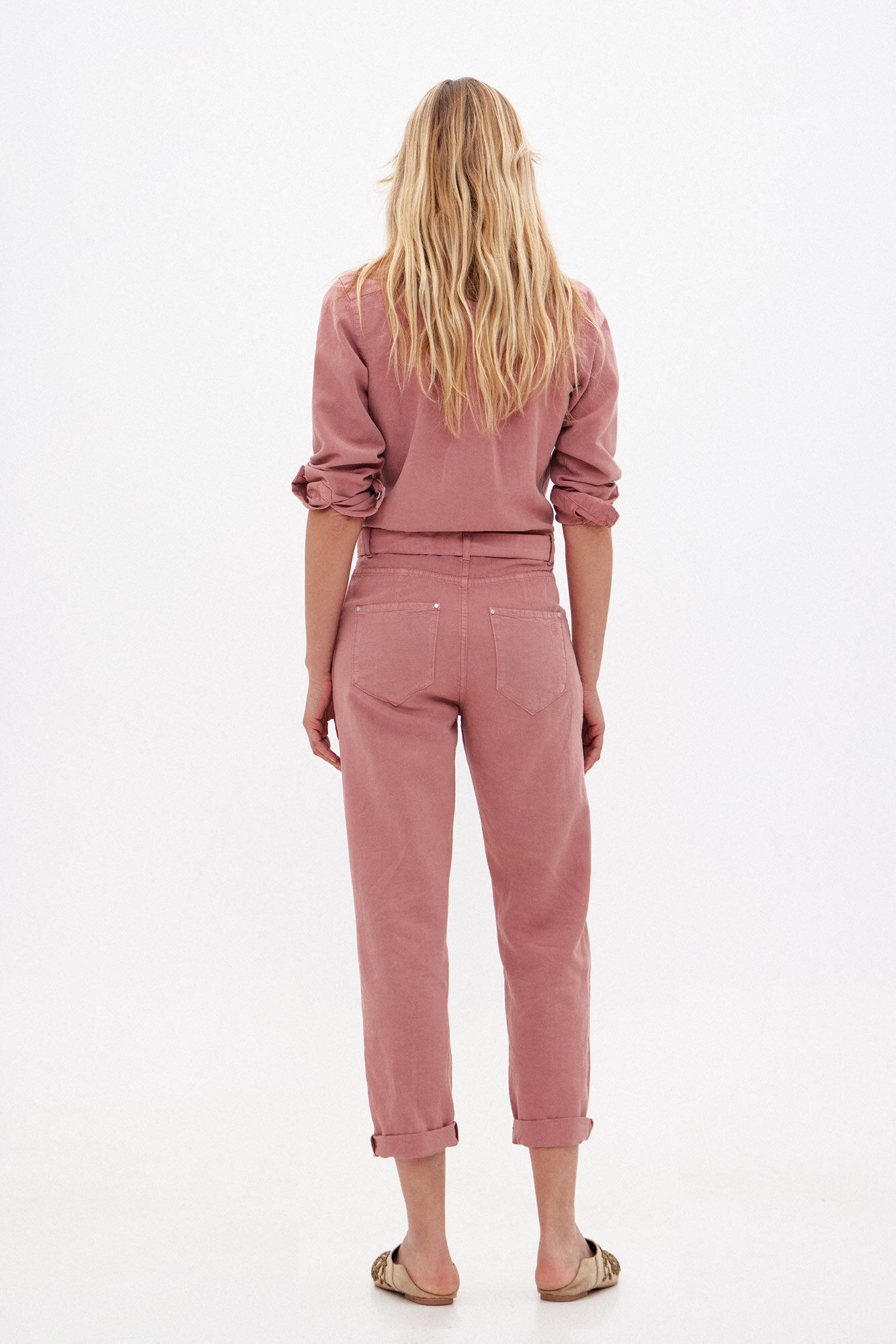 Hoss Intropia Vilma. Denim jumpsuit with belt Pink