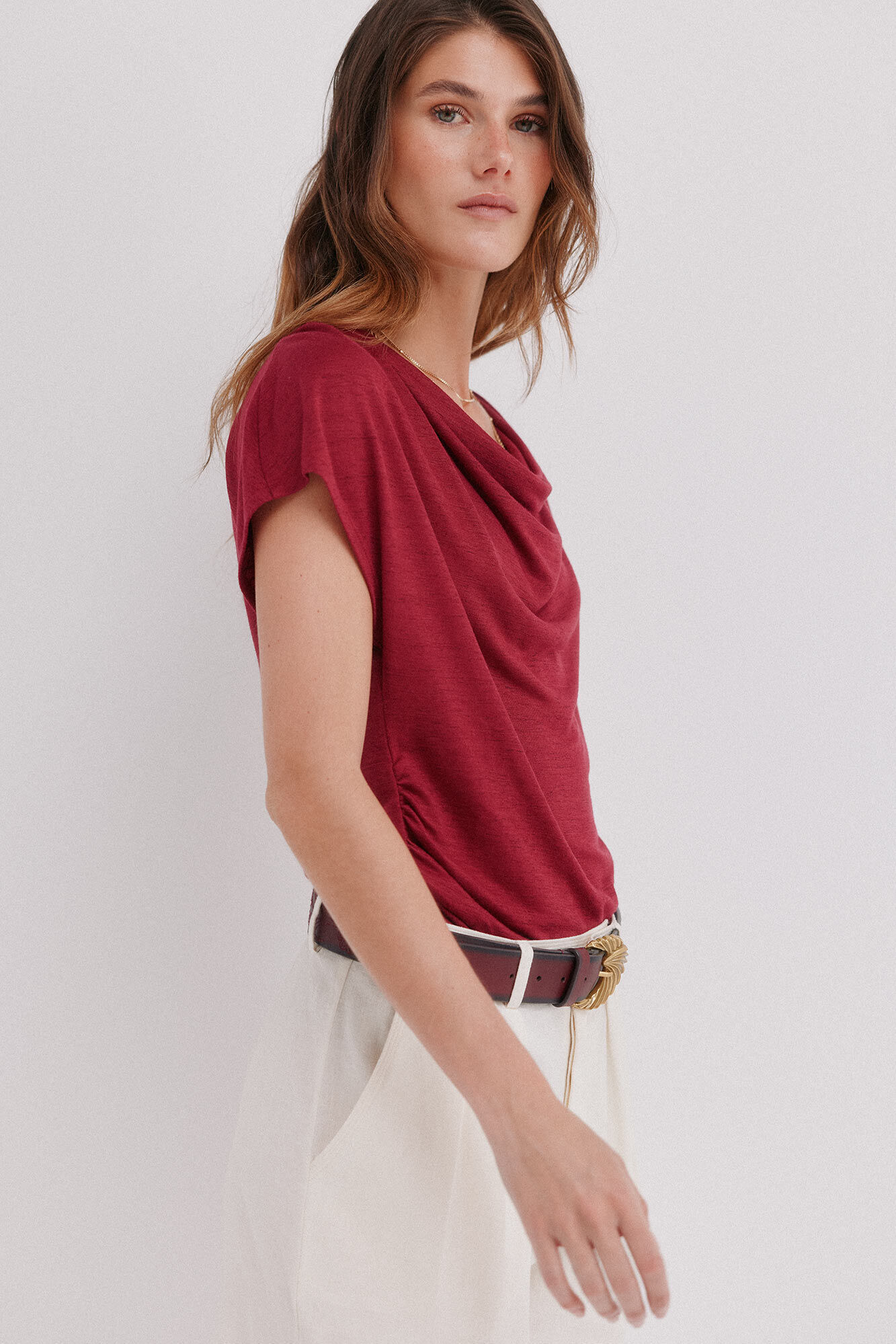 Hoss Intropia Mia. Draped T-shirt Coral