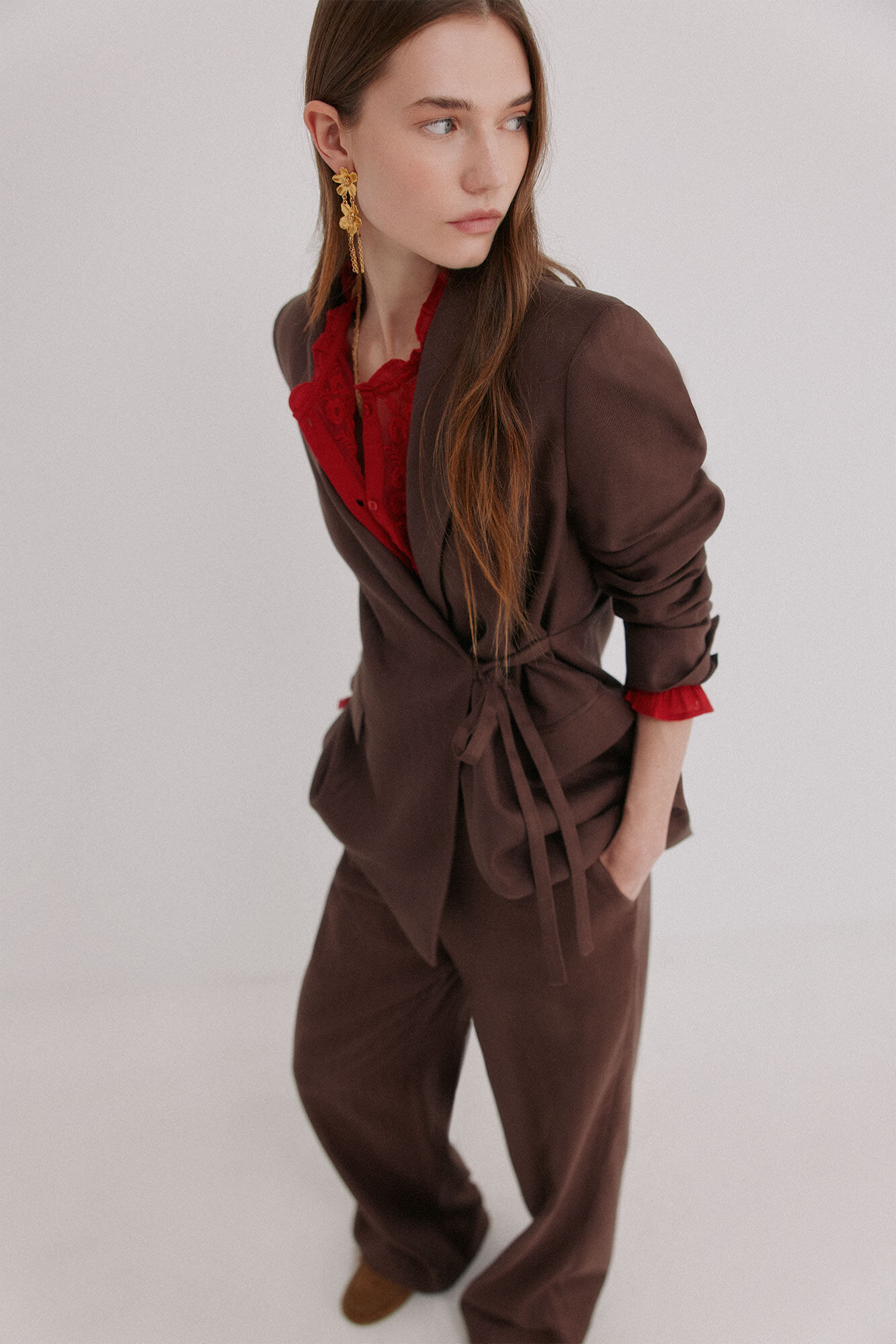 Hoss Intropia Elaine. Blazer cuello solapa Marron oscuro