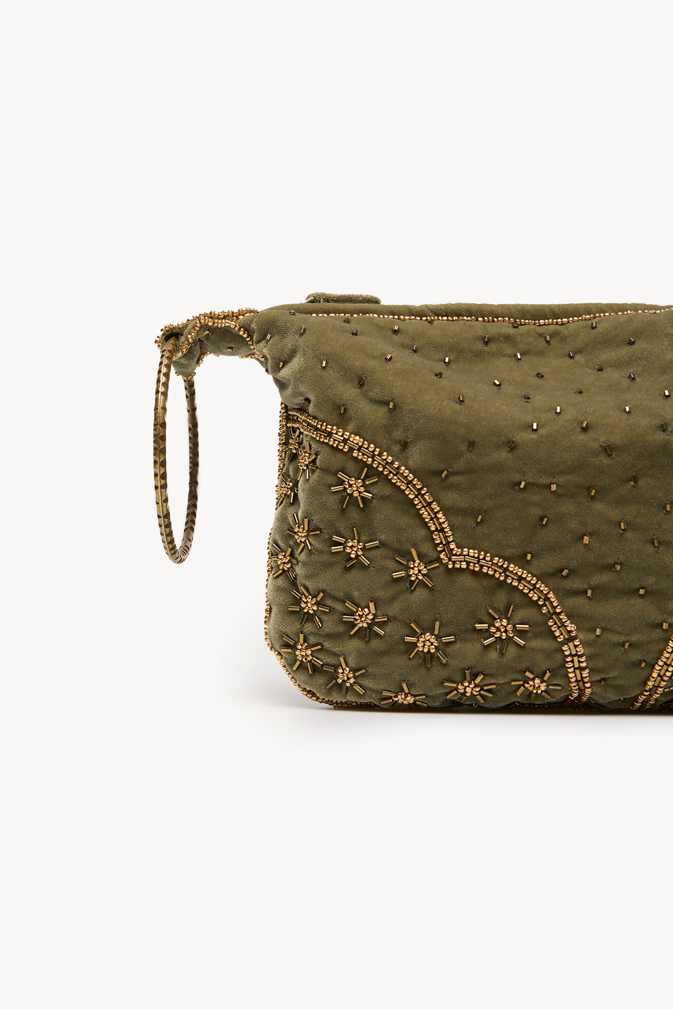 Hoss Intropia Nadia. Velvet and beaded bag Green