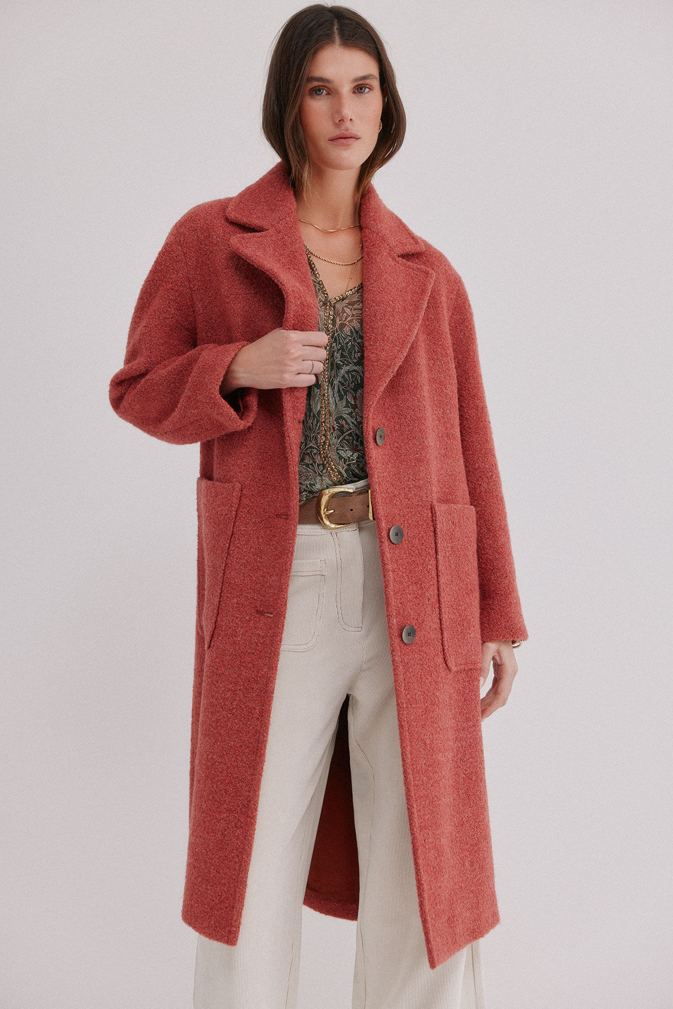 Hoss Intropia Flora. Abrigo con bolsillos Rosa