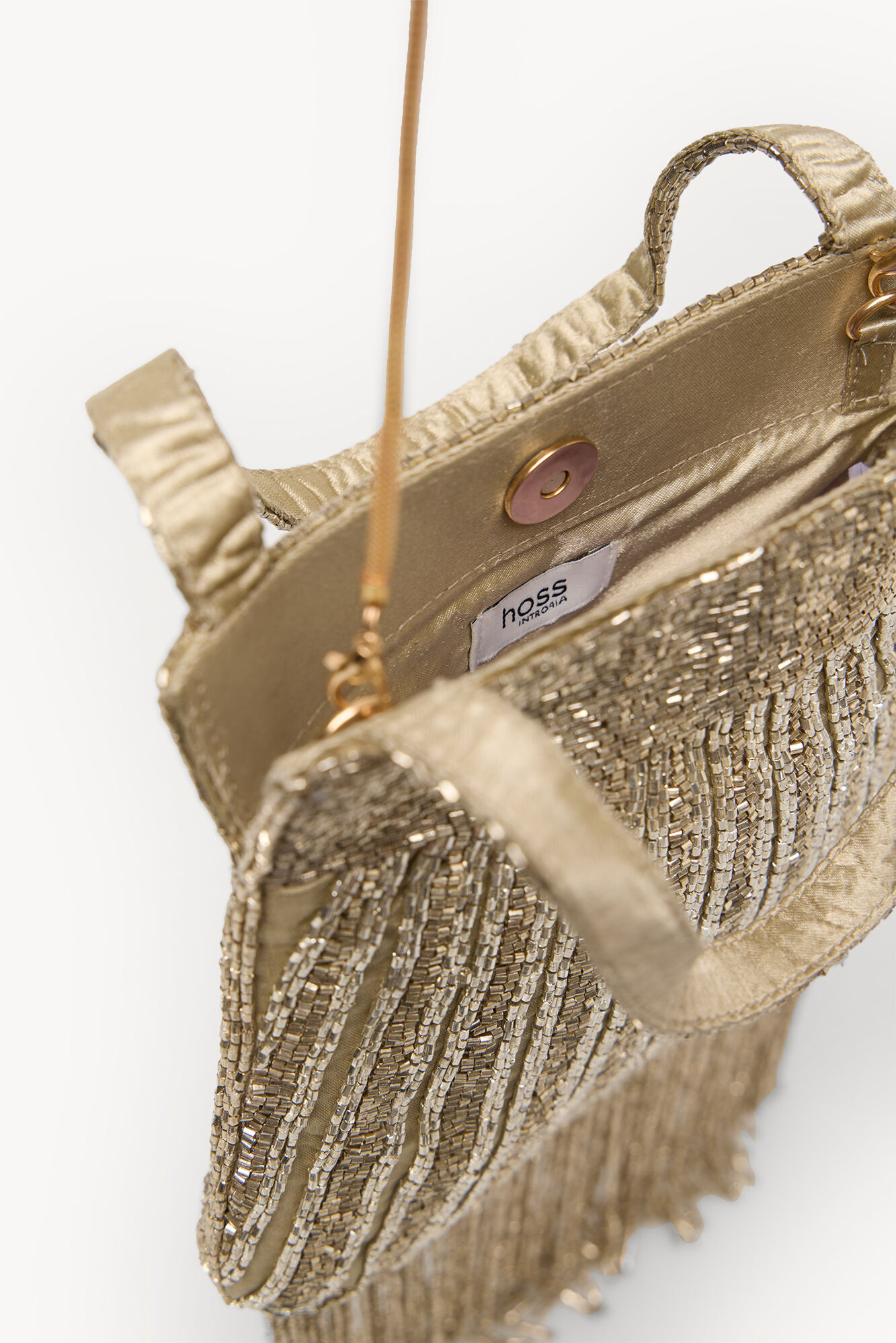 Hoss Intropia Naomi. Bolso de abalorios Dorado