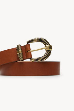 Hoss Intropia Maira. Sustainable leather belt Beige