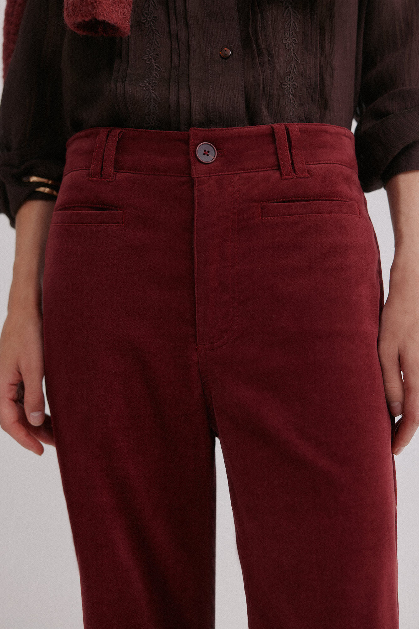 Hoss Intropia Paulette. Pantal&oacute;n wide leg Granate