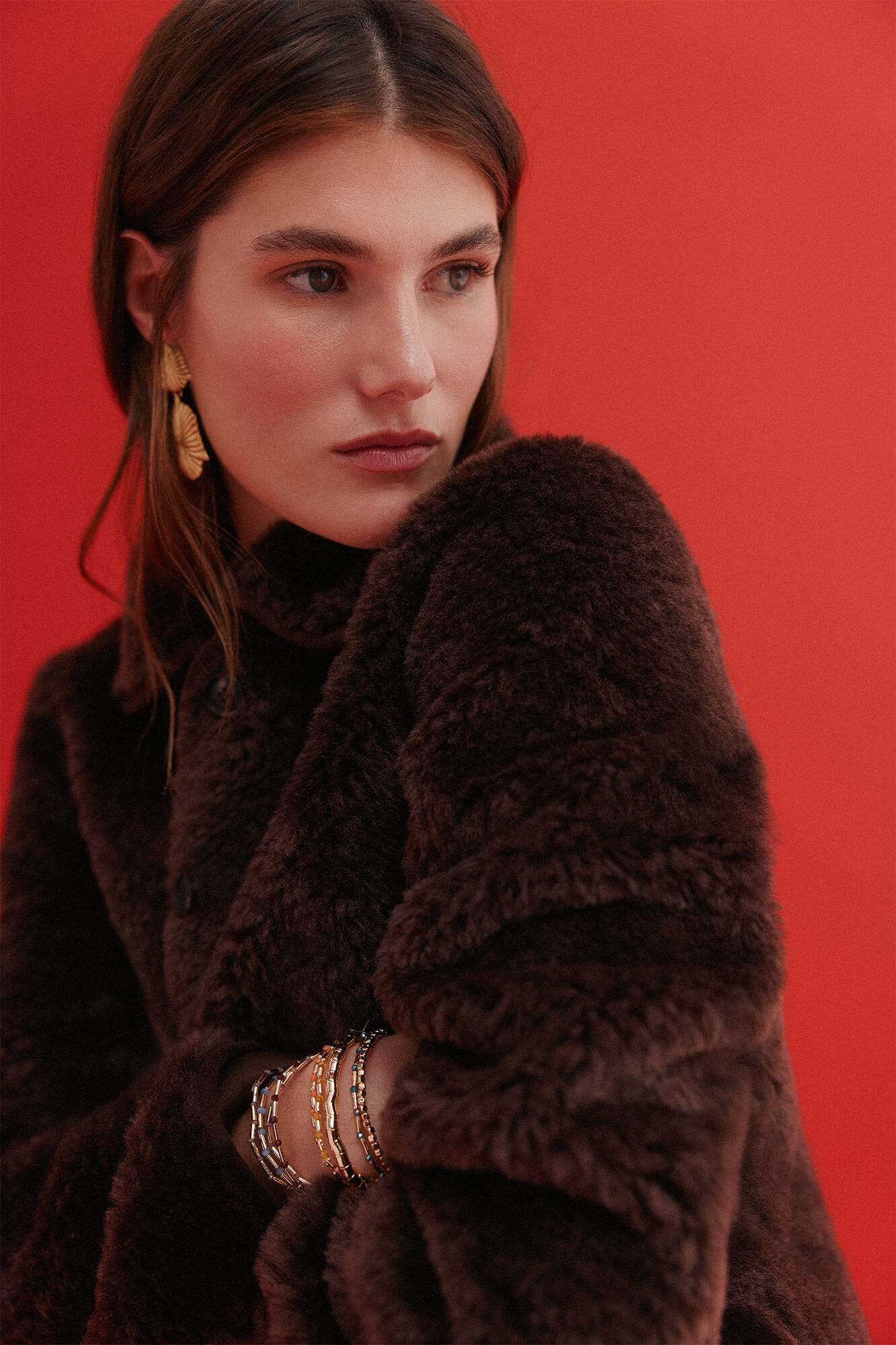 Hoss Intropia Domenica. Abrigo efecto pelo Marron