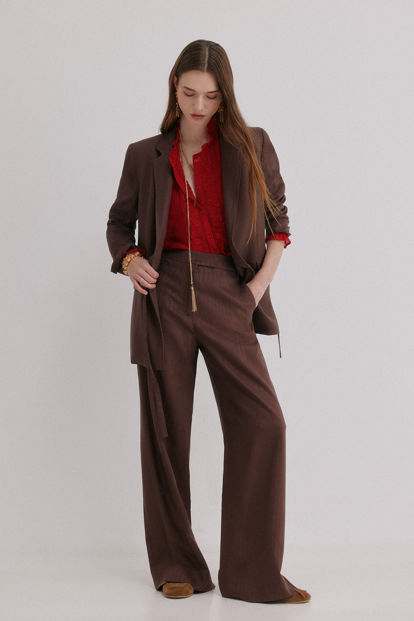 Hoss Intropia Elaine. Blazer cuello solapa Marron oscuro