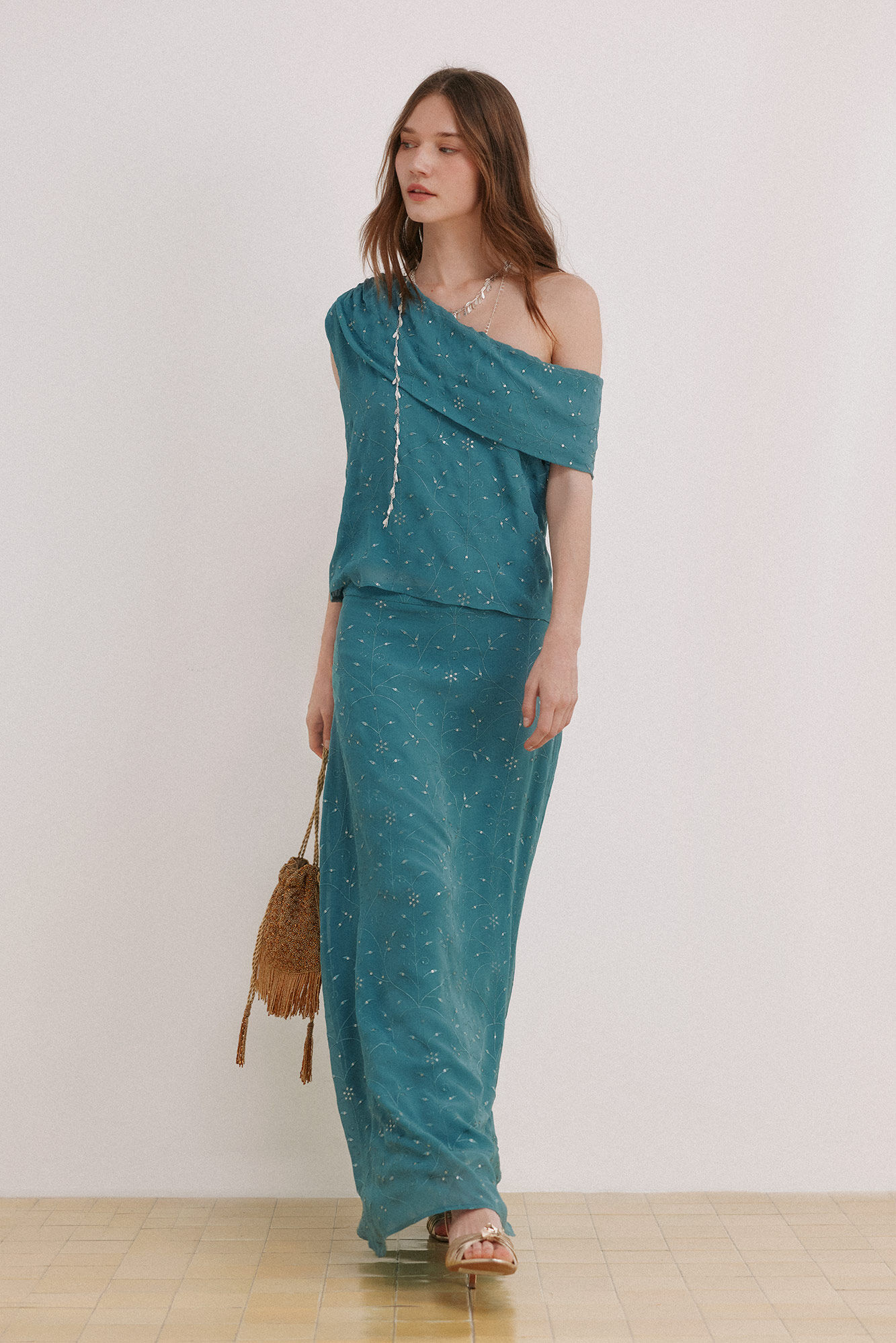 Hoss Intropia Rosa. Falda flu&iacute;da Verde