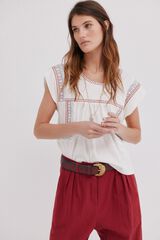 Hoss Intropia Malena. Embroidered t-shirt Beige