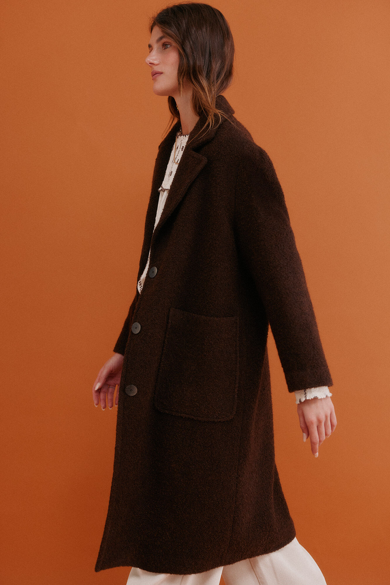 Hoss Intropia Flora. Abrigo con bolsillos Marron