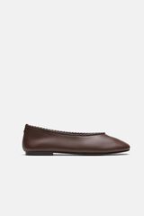 Hoss Intropia M&oacute;nica. Bailarina piel con trenza Marron