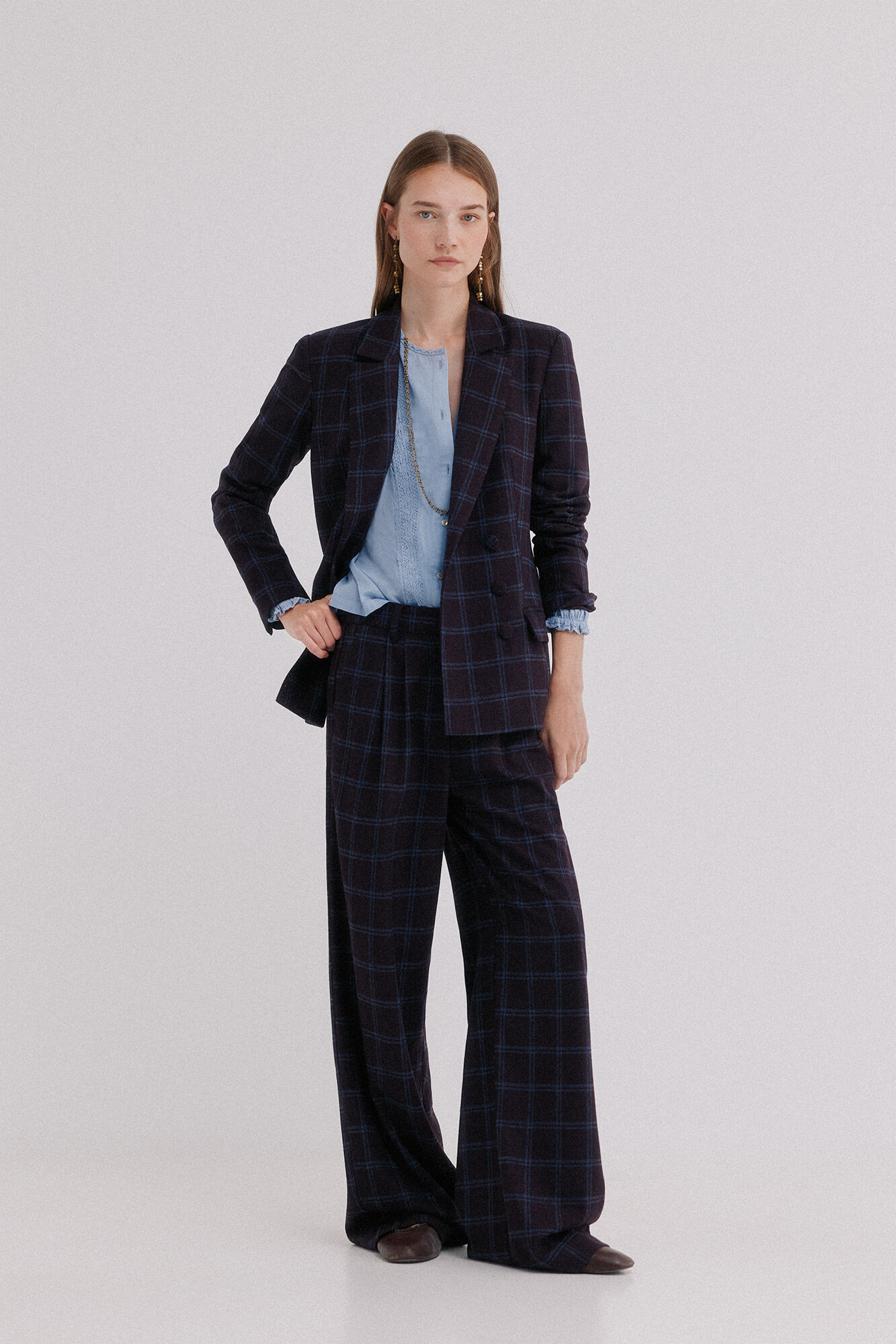 Hoss Intropia Emerald. Blazer cuadros Azul marino