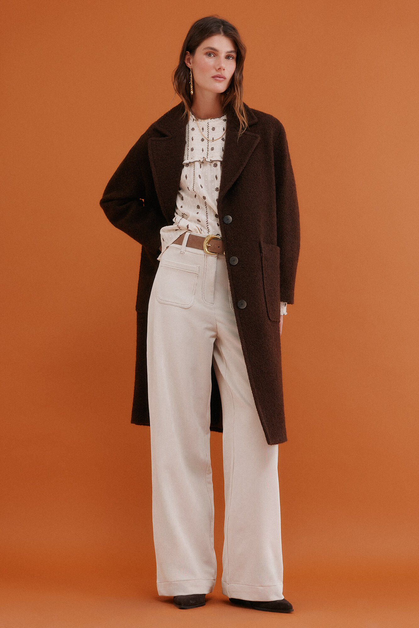 Hoss Intropia Flora. Abrigo con bolsillos Marron