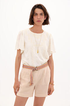 Hoss Intropia Penny. Belted cotton shorts Ivory