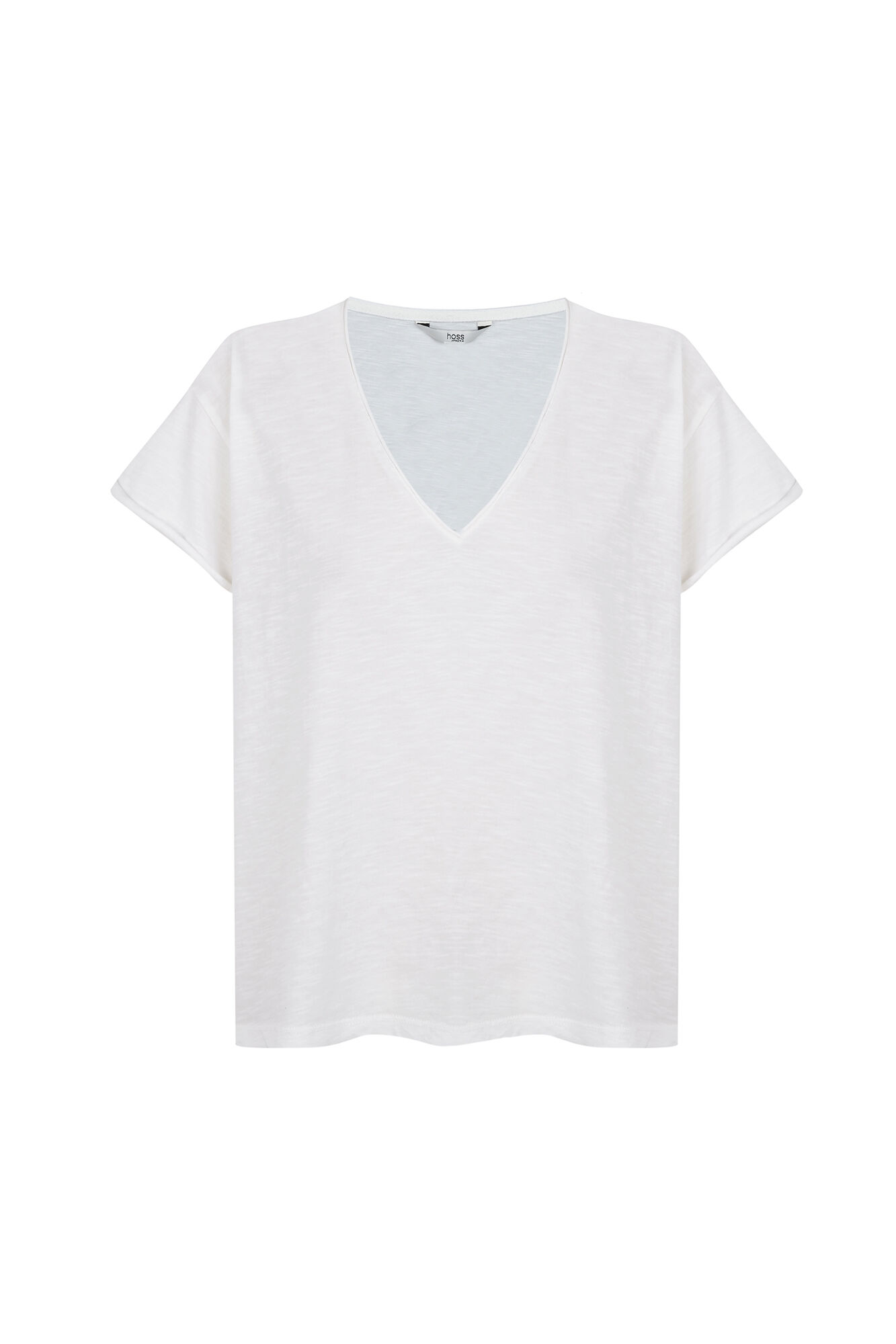 Hoss Intropia Monike. Camiseta maga corta escote pico Beige
