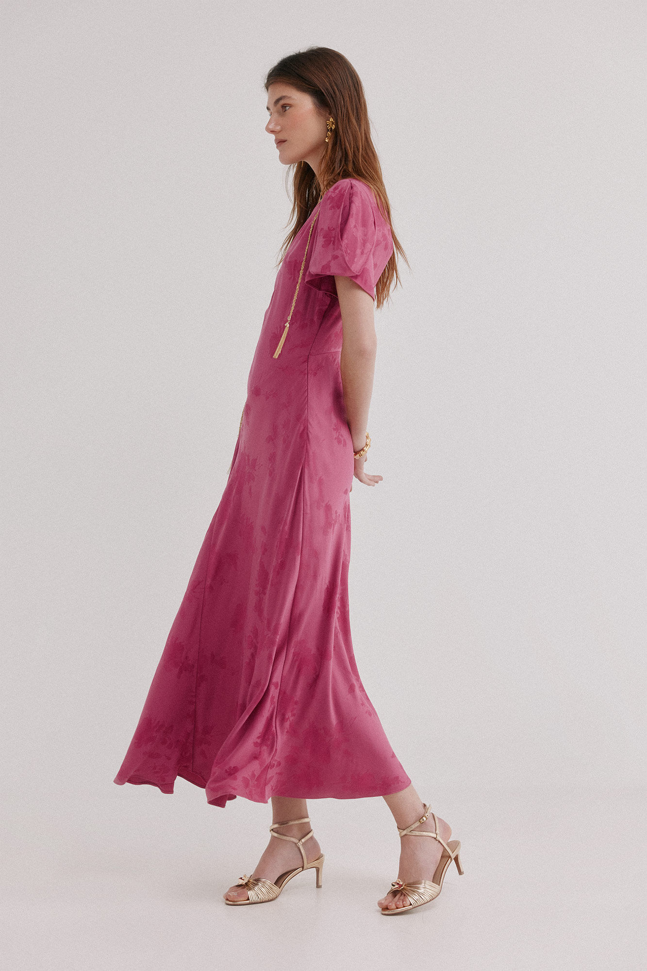 Hoss Intropia Aina. Vestido jacquard Rosa