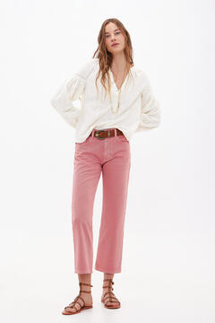 Hoss Intropia Octa. Straight jeans with embroidery Pink