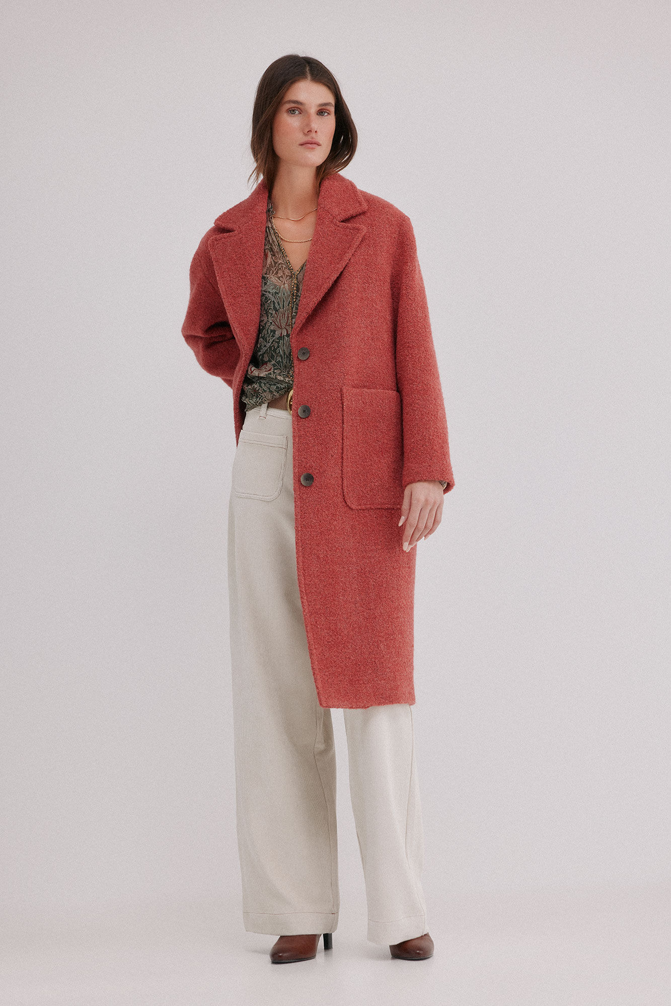 Hoss Intropia Flora. Abrigo con bolsillos Rosa