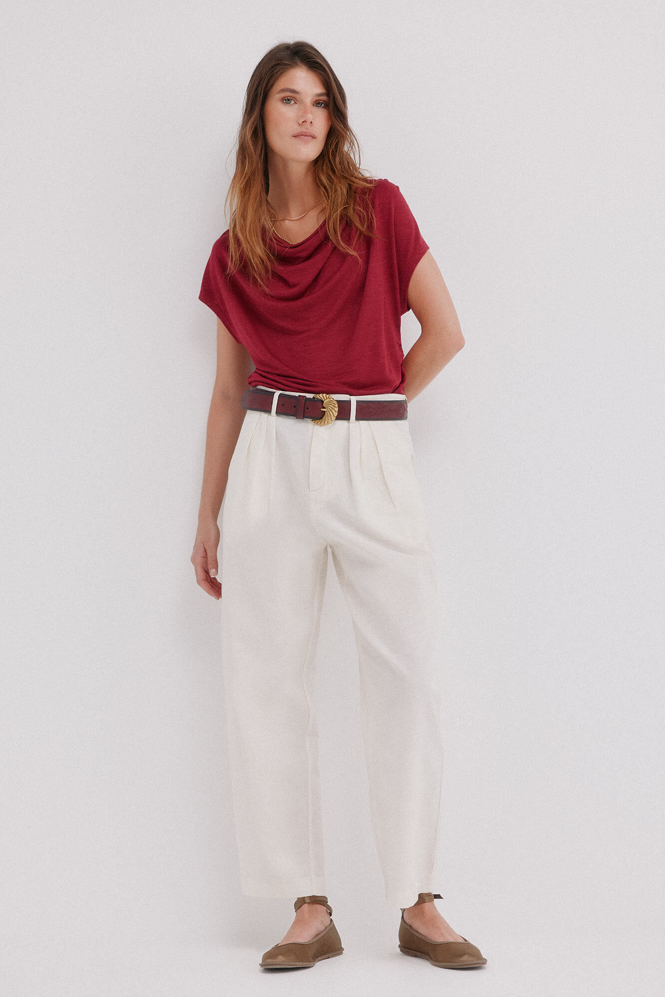 Hoss Intropia Mia. Draped T-shirt Coral