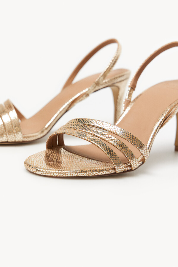 Hoss Intropia Mireia. Embossed leather sandals with heels Gold