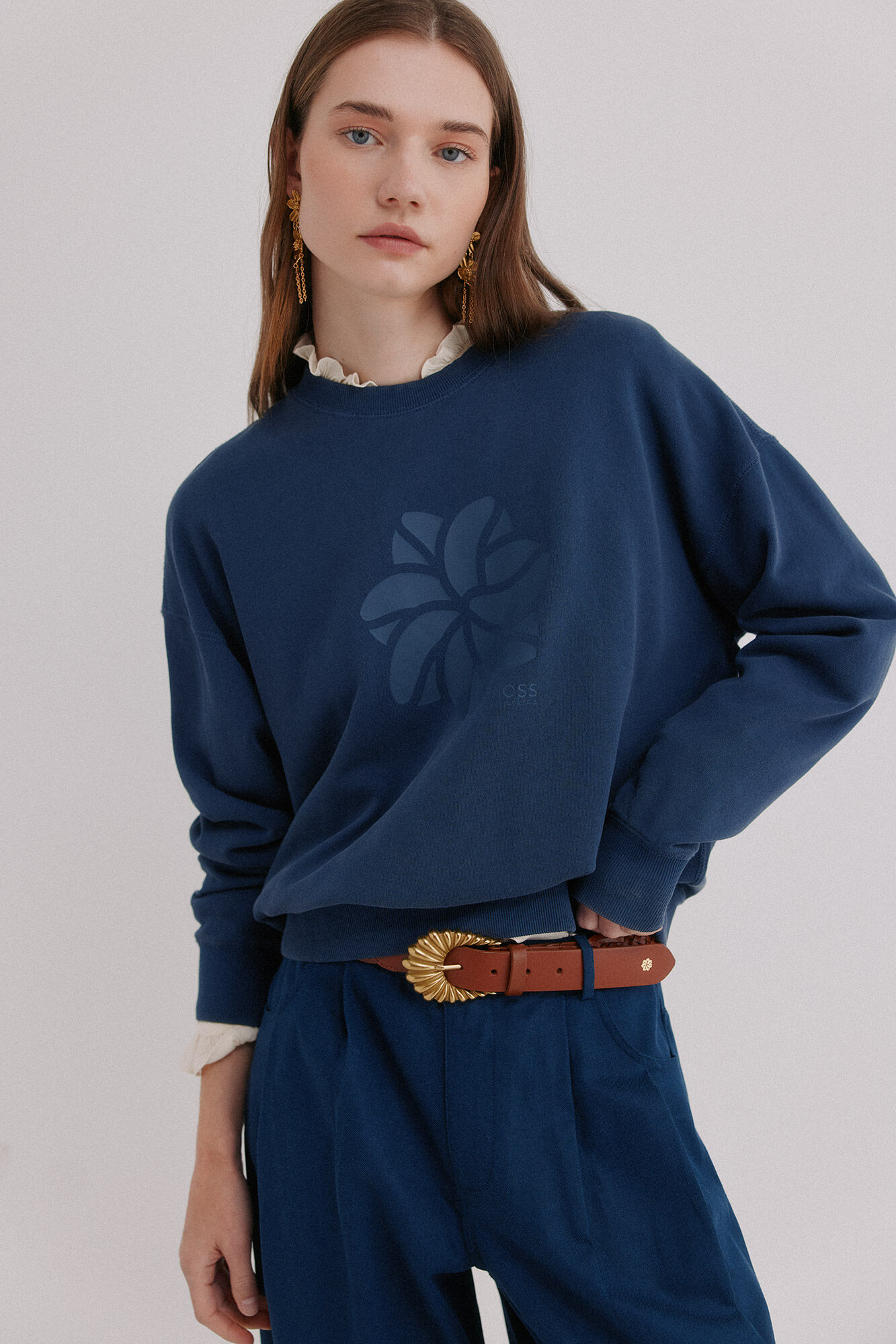 Hoss Intropia M&oacute;nica. Sudadera lavada Azul marino