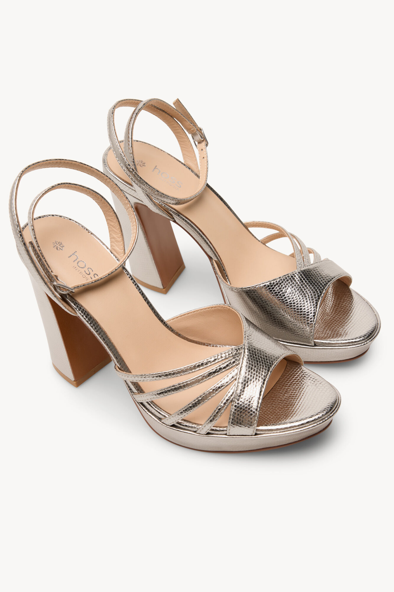 Hoss Intropia Marisa. Sandalias tac&oacute;n piel grabada