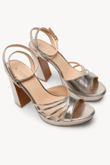 Hoss Intropia Marisa. Sandalias tac&oacute;n piel grabada Gris