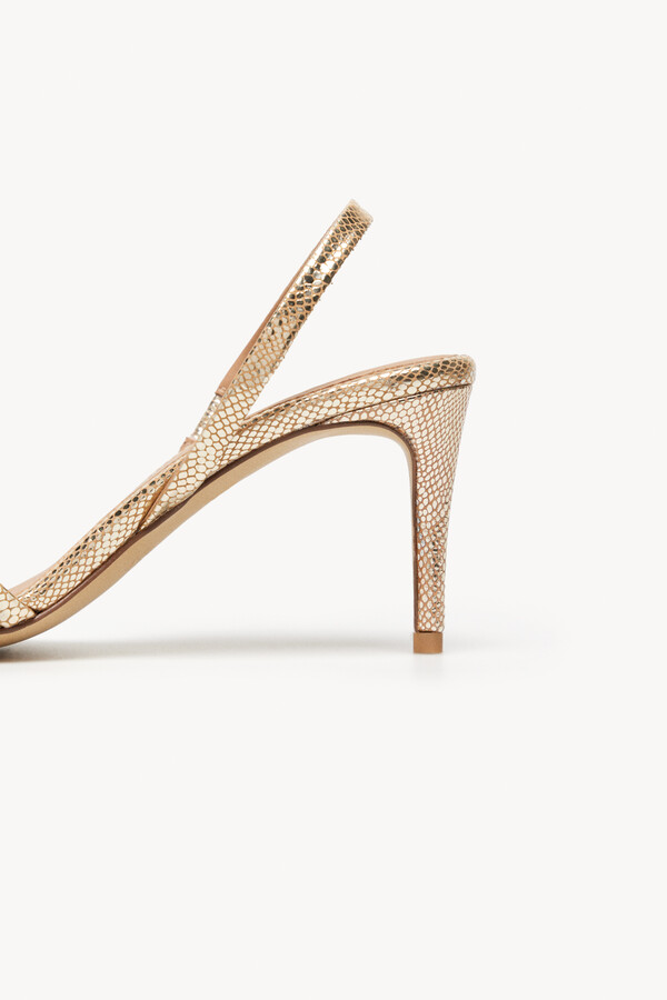 Hoss Intropia Mireia. Embossed leather sandals with heels Gold