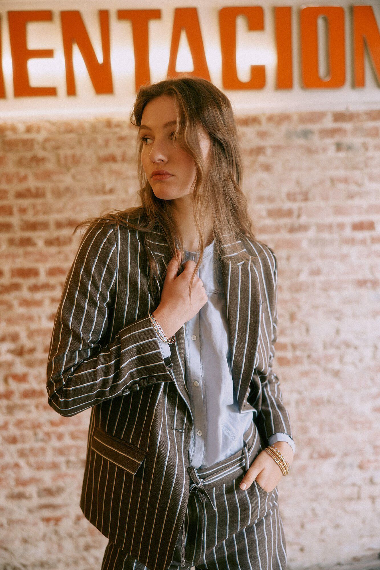 Hoss Intropia Elia. Blazer a rayas