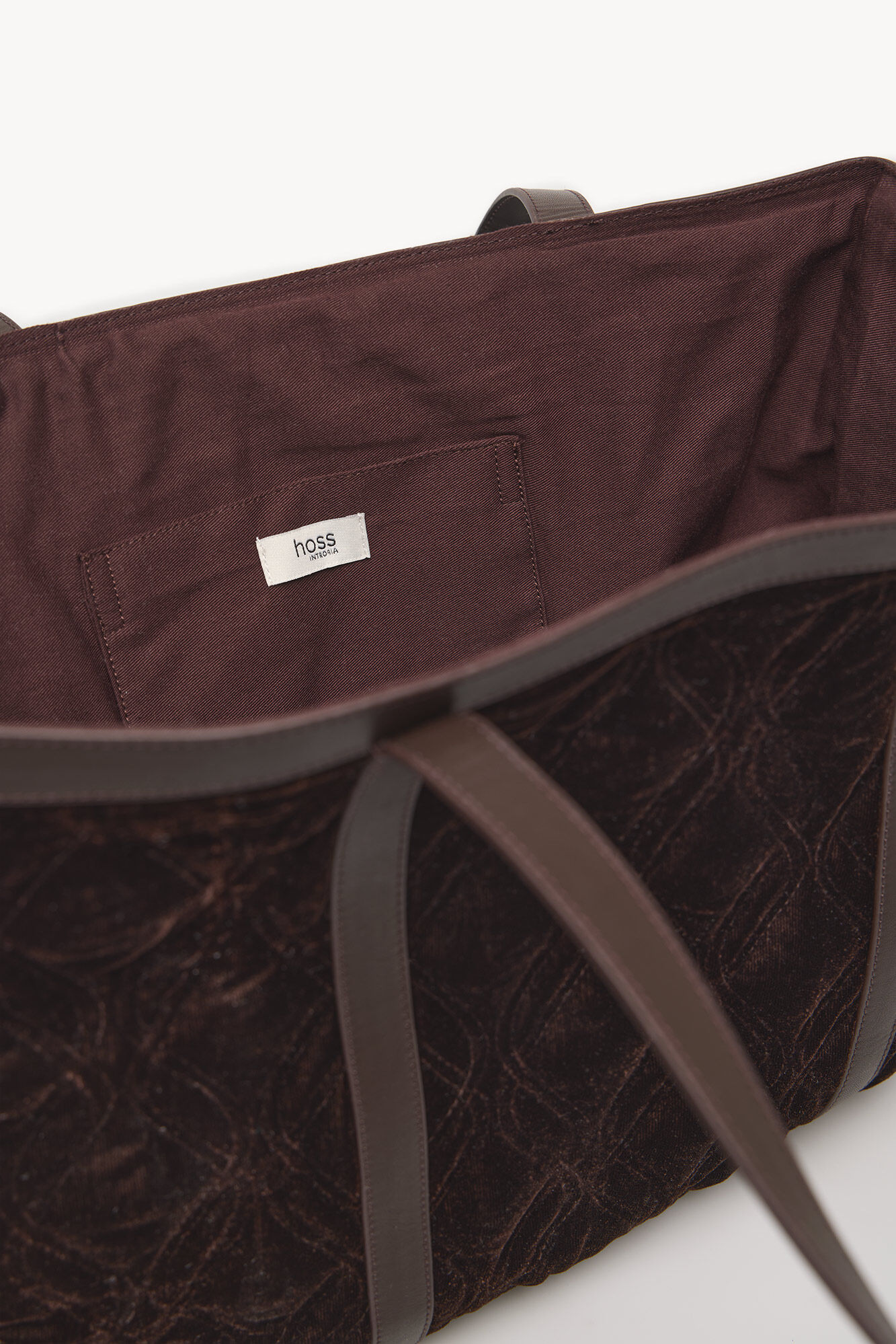 Hoss Intropia Neila. Velvet shopper bag Brown