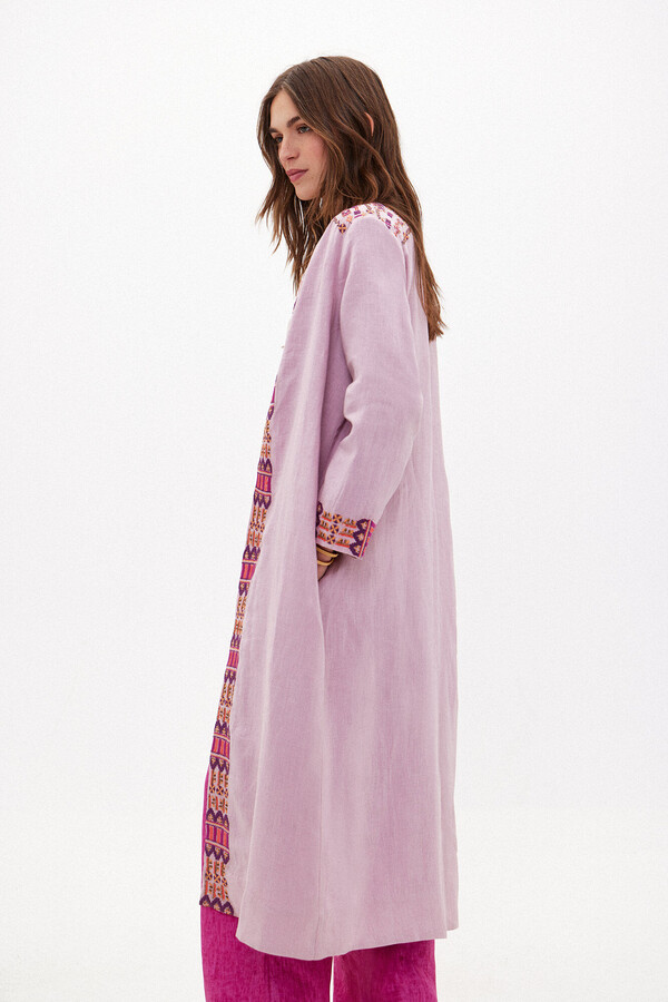 Hoss Intropia Carmela. Kimono largo de lino bordado Purple