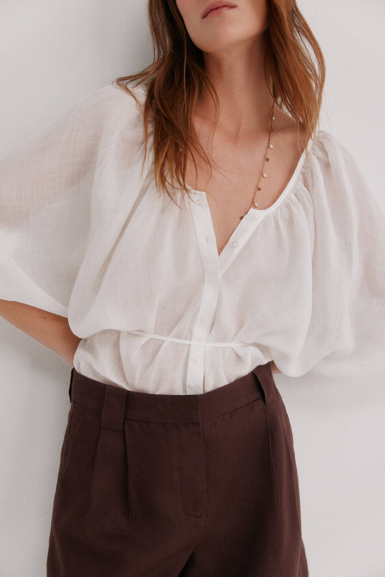 Hoss Intropia Caroline. Long sleeve blouse White