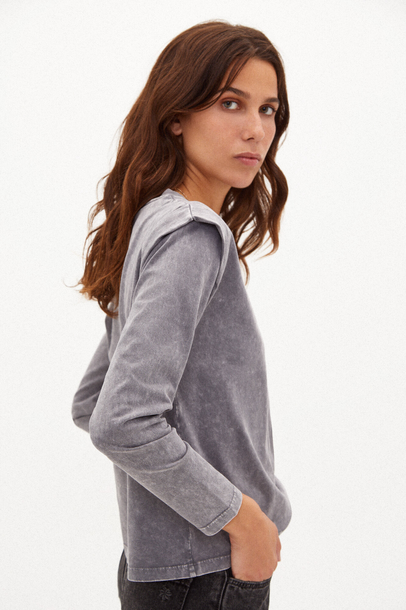 Hoss Intropia Duna. Faded cotton T-shirt Gray