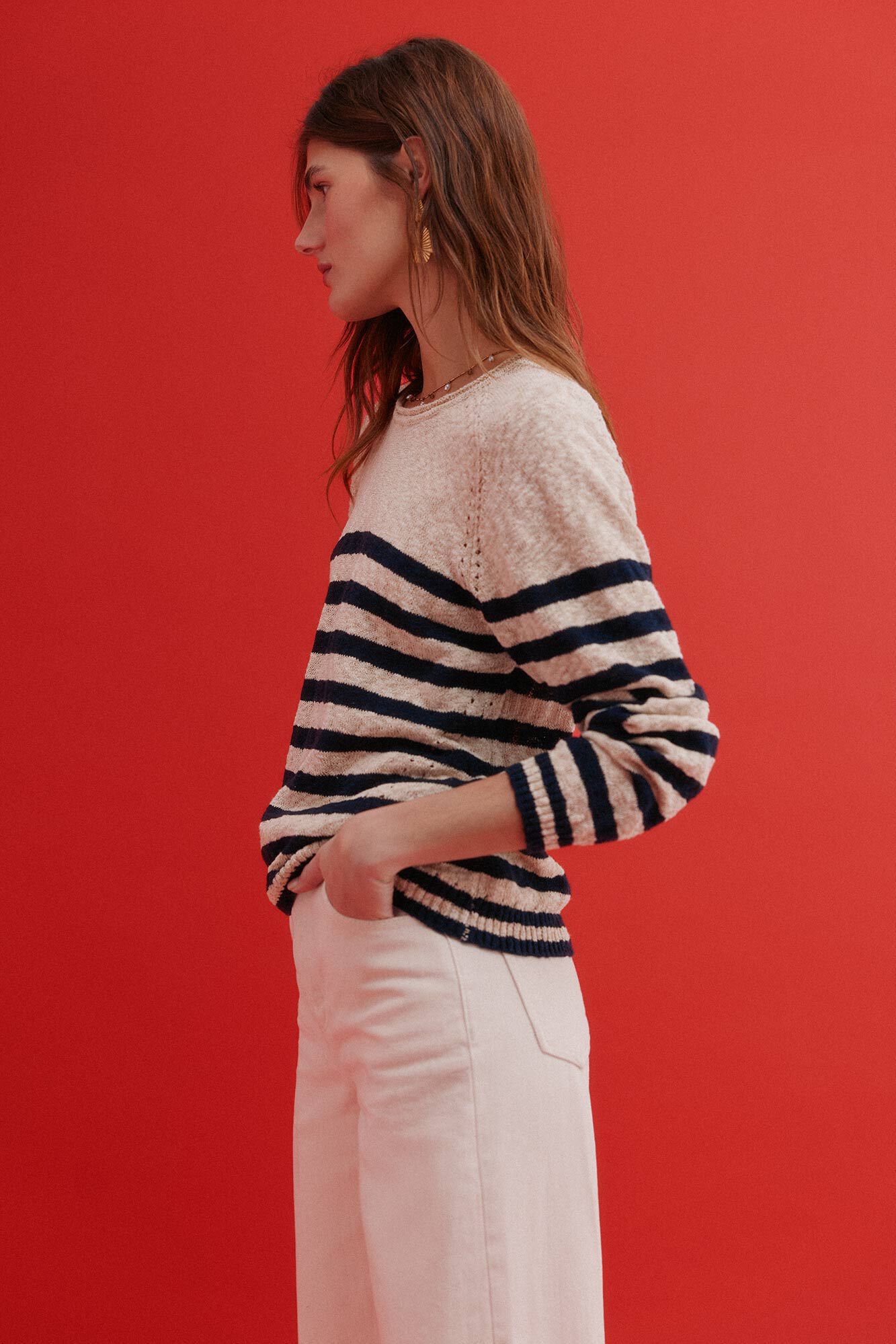 Hoss Intropia Striped jumper Ism&eacute;rie Blue