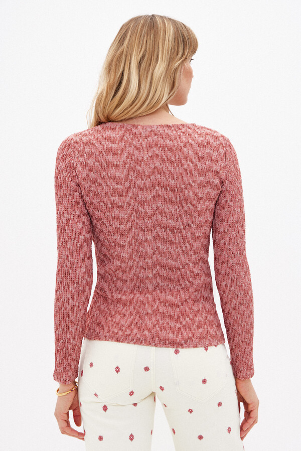 Hoss Intropia Thaís. Textured T-shirt with knot detail Pink