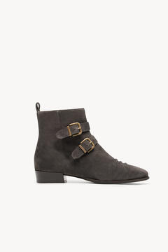 Hoss Intropia Cleo. Flat leather ankle boots Gray