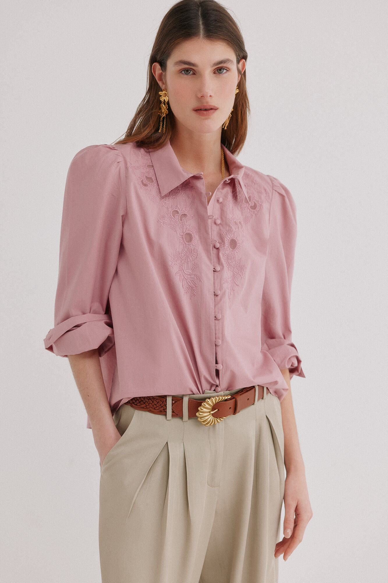 Hoss Intropia Carine. Blusa bordada Rosa