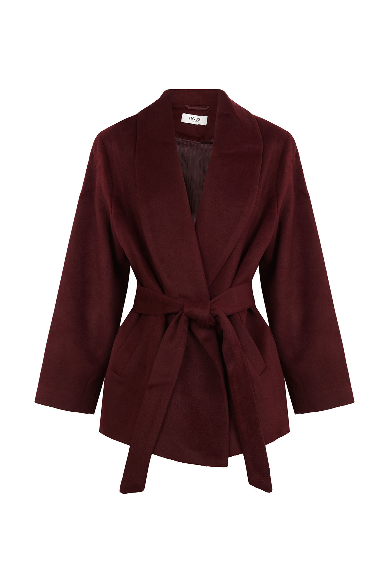 Hoss Intropia Filippa. Abrigo con cintur&oacute;n Vino