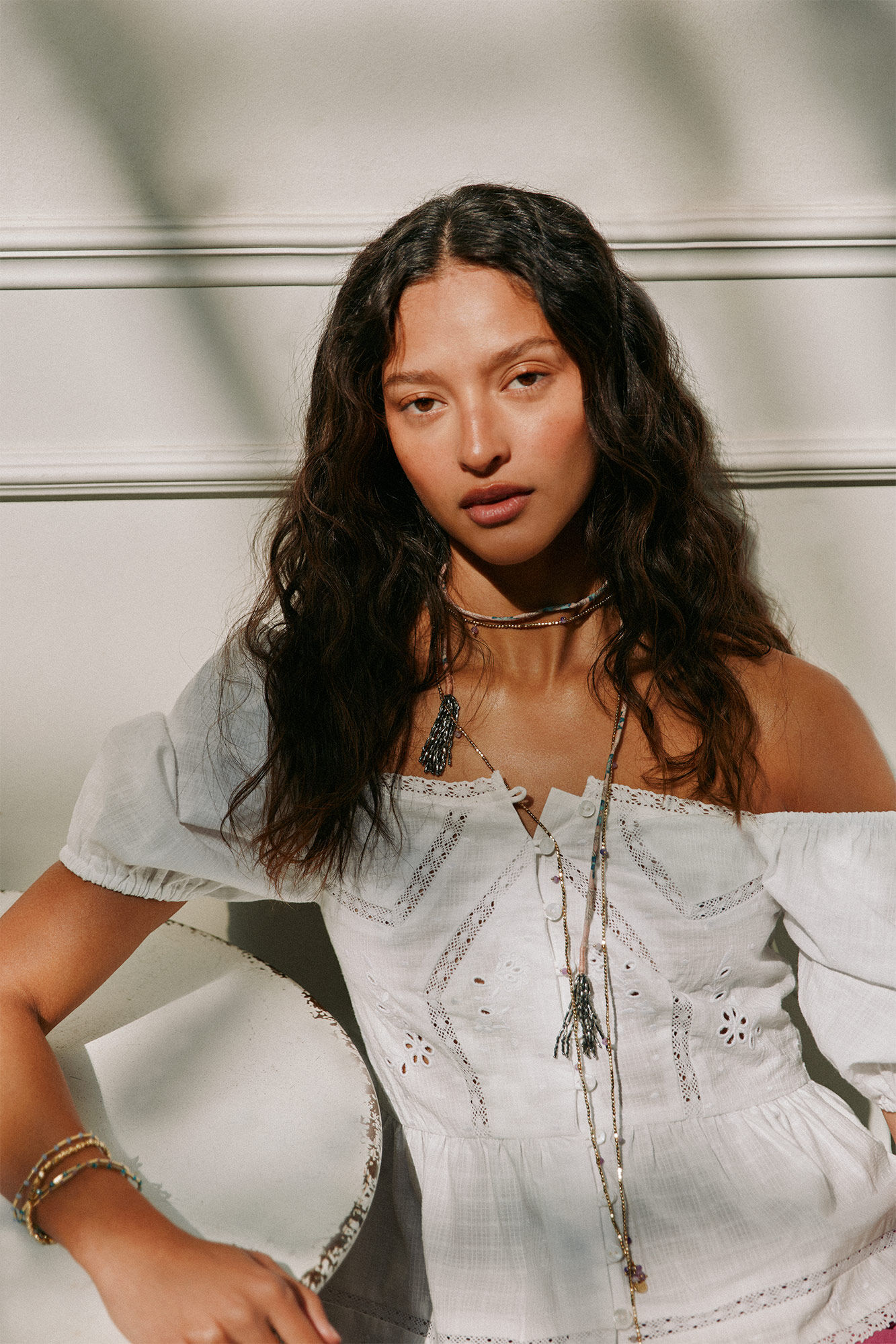 Hoss Intropia Gaia. Blusa rom&aacute;ntica peplum