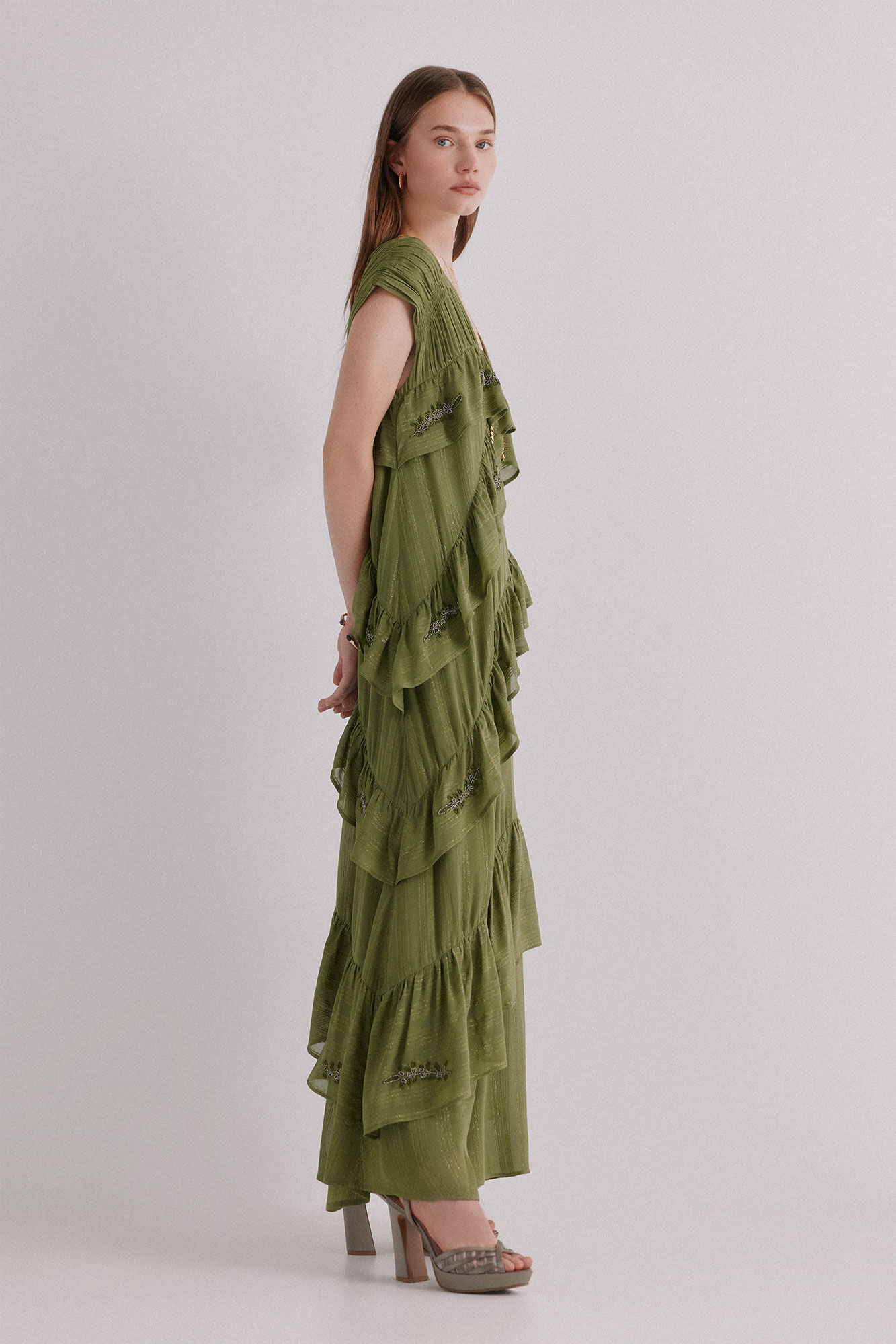 Hoss Intropia Ad&egrave;le. Vestido bordado Verde